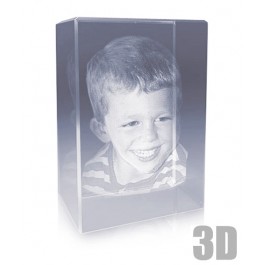 Bloc de verre vertical photo laser - Gravure 3D