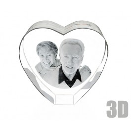Coeur en verre photo gravure 3D