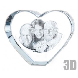 Grand coeur en verre photo laser 3D Grand coeur en verre photo laser 3D