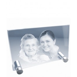 Petite plaque photo laser horizontale sur pieds métal Petite plaque photo laser horizontale sur pieds métal