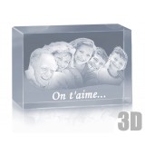 Bloc en verre horizontal photo laser - Gravure 3D