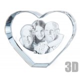 Grand coeur en verre photo laser 3D