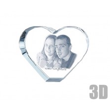 Coeur en verre gravure photo 3D