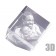 Cube en verre 10 cm sur pan coupé photo laser 3D